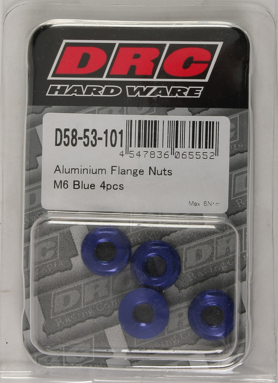 Drc - Aluminum Flange Nuts Blue M6x12mm 4/pk - D58-53-101