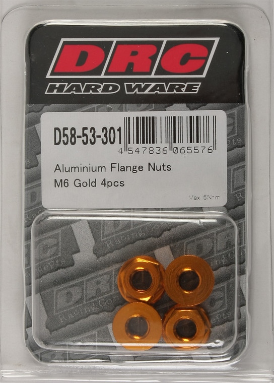 Drc - Aluminum Flange Nuts Gold M6x12mm 4/pk - D58-53-301