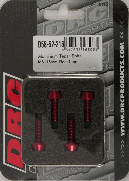 Drc - Aluminum Taper Bolts Red M6x16mm 4/pk - D58-52-216