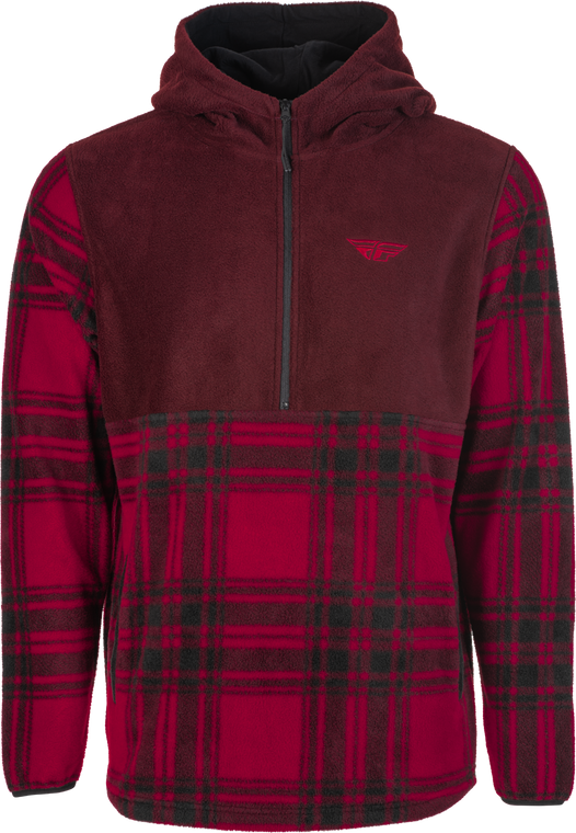 Fly Racing - Fly Half Zip Pullover Hoodie Red Plaid 2x - 354-00222X