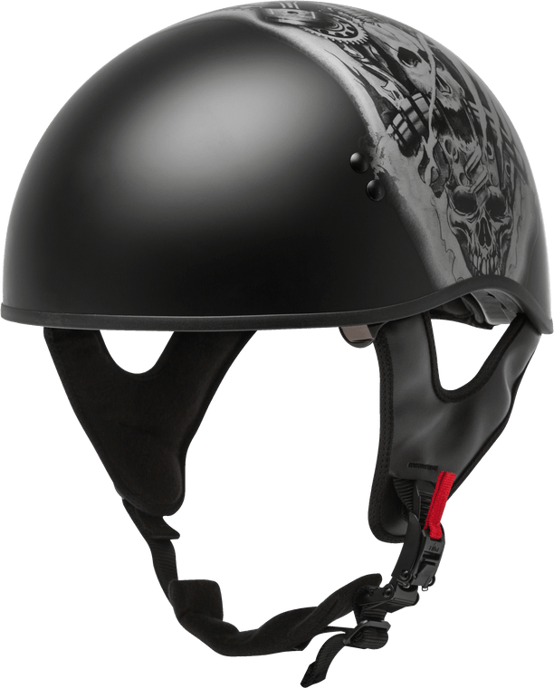Gmax - Hh-65 Half Helmet Tormentor Naked Matte Black/silver Xs - H1658073