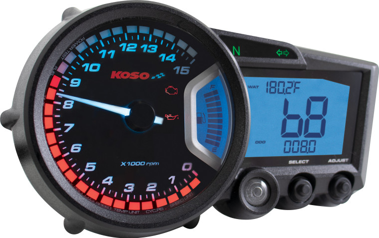 Koso - Gp Style Multi-function Gauge Rx-2 Black Panel - BA010001 Koso - Gp Style Multi-function Gauge Rx-2 Black Panel - BA010001