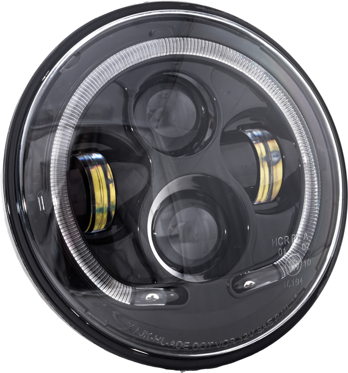 Letric Lighting Co - 7" Led Headlight Black Halo Indian - LLC-ILHP-7B