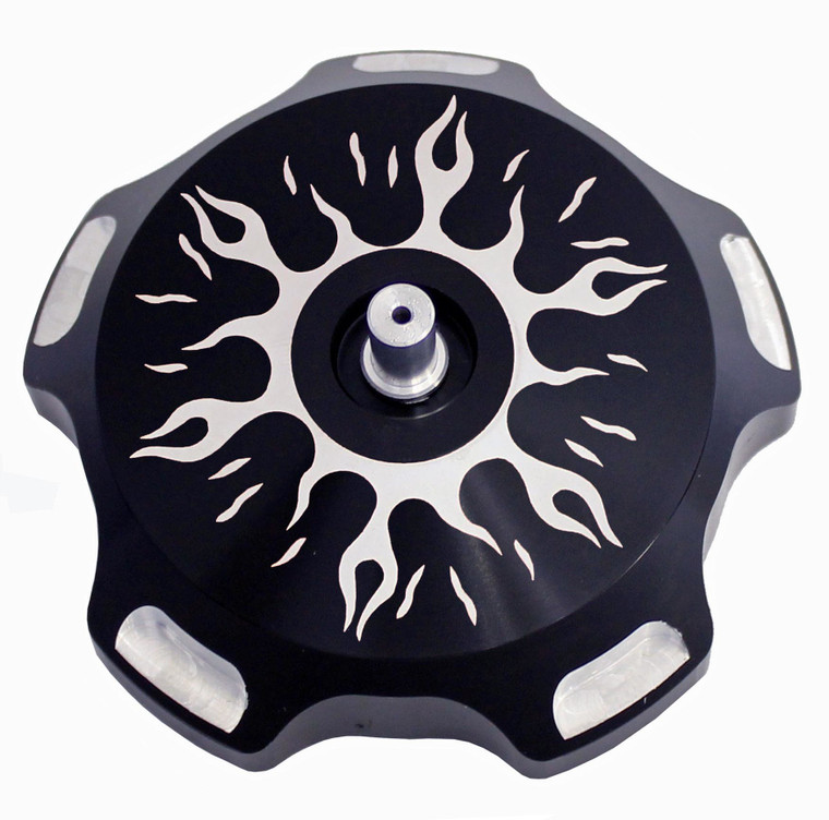 Modquad - Billet Gas Cap (black Flames) - GC1-FRBLK