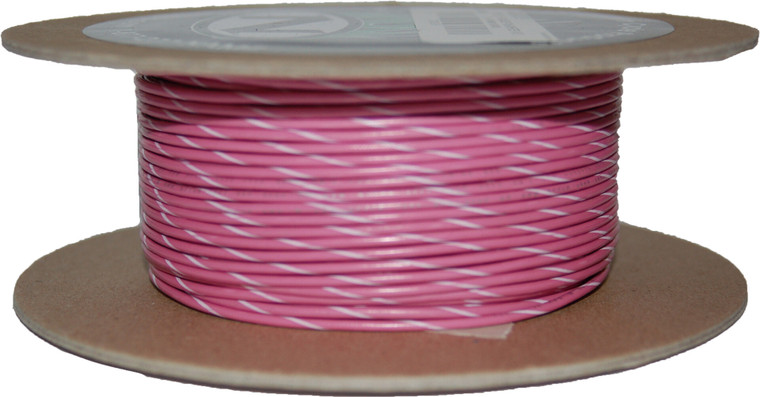 Namz Custom Cycle Products - #18-gauge Pink/white Stripe 100' Spool Of Primary Wire - NWR-109-100