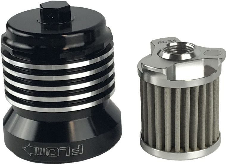 Pcracing - Flo Reusuable Oil Filter Black/polished Fins - PCS4BC Pcracing - Flo Reusuable Oil Filter Black/polished Fins - PCS4BC