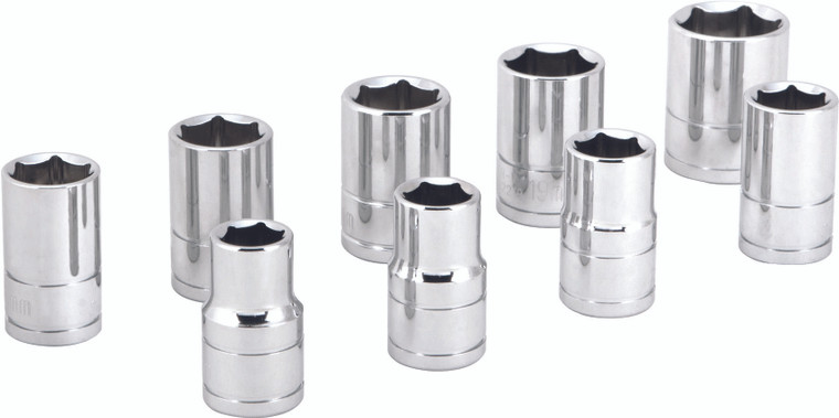 Performance Tool - 9 Pc 1/2" Met Socket Set Shallow - W32202