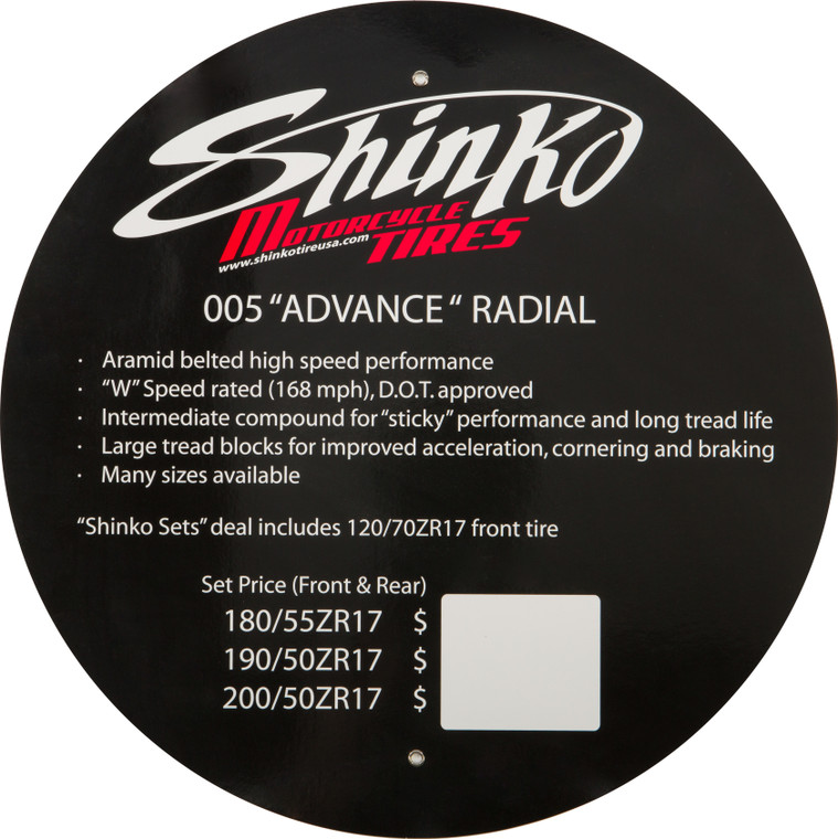 Shinko - Tire Display Sign 005 Advance - 005 ADVANCE INSERT