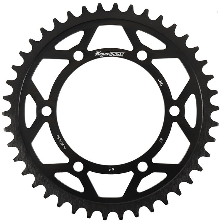 Supersprox - Rear Edge Sprocket Steel 42t-520 Blk Hon/kaw/suz/yam - RFA-486-42-BLK
