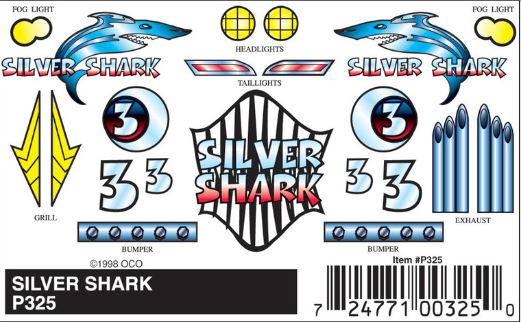 Pinecar - Silver Shark Stick-On - 325