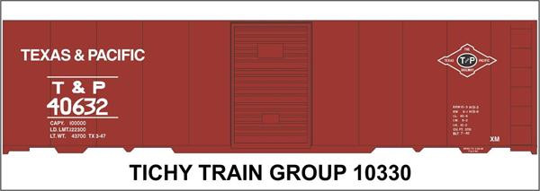 Tichy Train Group - HO T & P 40' Steel Boxcar Decal - 10330