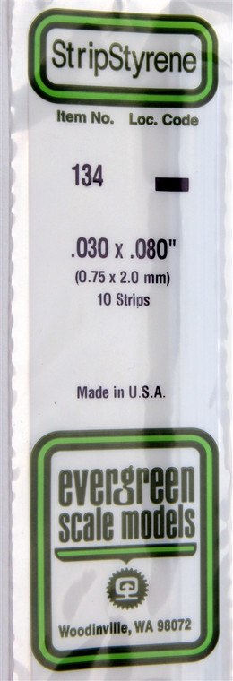 Evergreen Scale - .030 X .080 Strips - 134