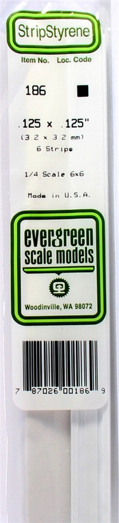 Evergreen Scale - .125 X .125 Strips - 186