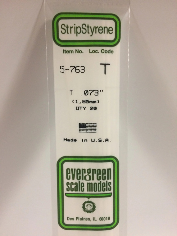 Evergreen Scale - .073 T Shape Strip Styrene 4pk - 763