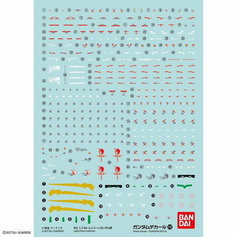 Bandai - Gundam Models - Gundam Decal No 112 RG 1:144 Unicorn - 2407623