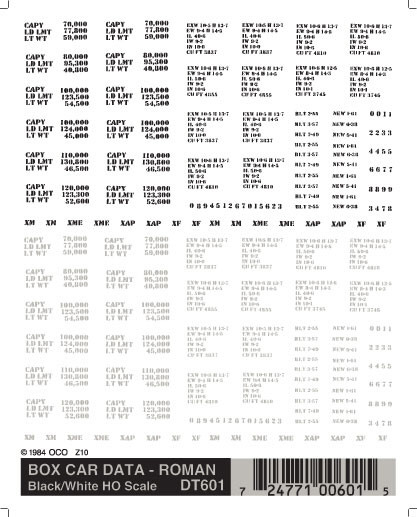 Woodland Scenics - Boxcar Data Roman Blk/Wht - 601