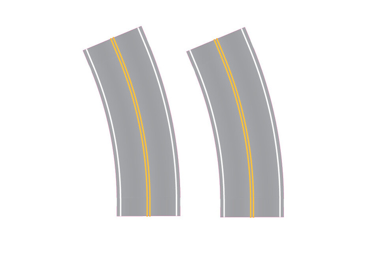 Easy Streets - HO Aged Asphalt Broad Curve No Passing - 3153010