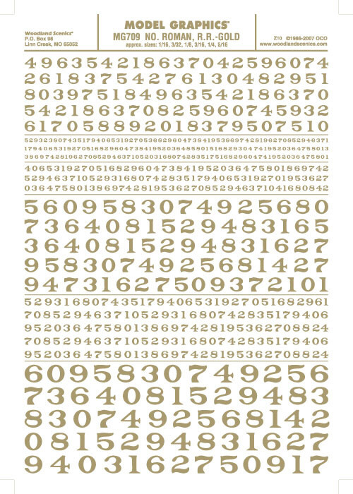 Woodland Scenics - Numbers Roman R.R. Decal Gld - 709