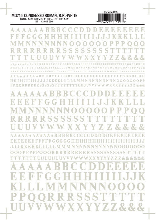 Woodland Scenics - Condensed Roman R.R. Decal Wht - 719