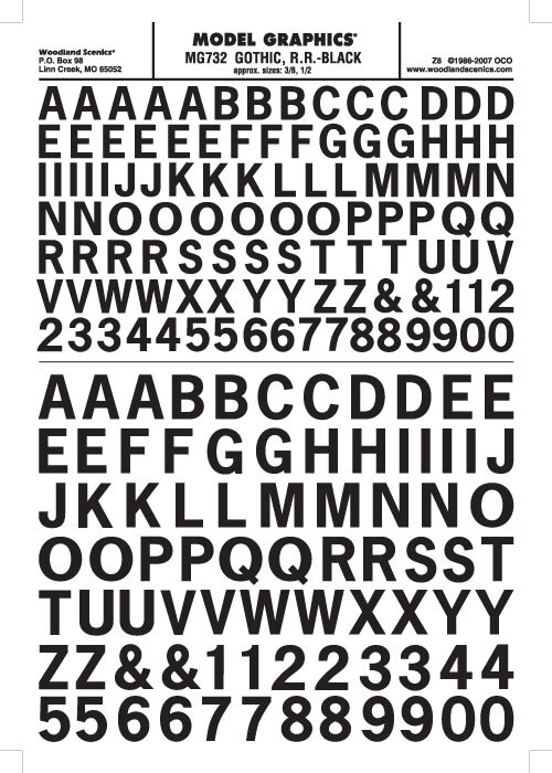 Woodland Scenics - Gothic R.R. Decal Blk 3/8-1/2' - 732