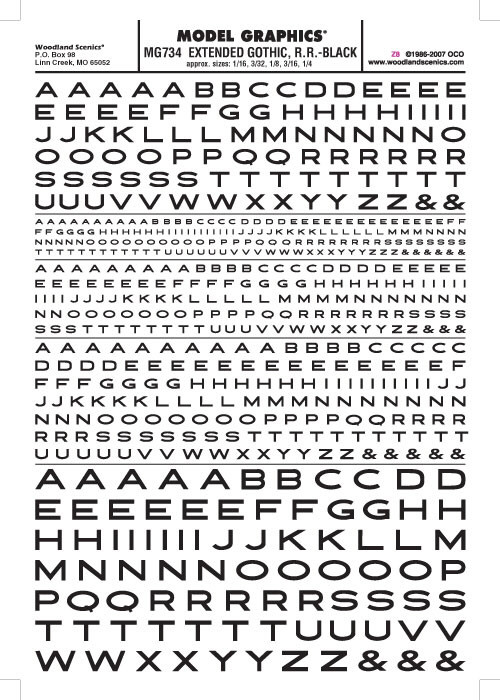 Woodland Scenics - Extended Gothic R.R. Decal Blk - 734