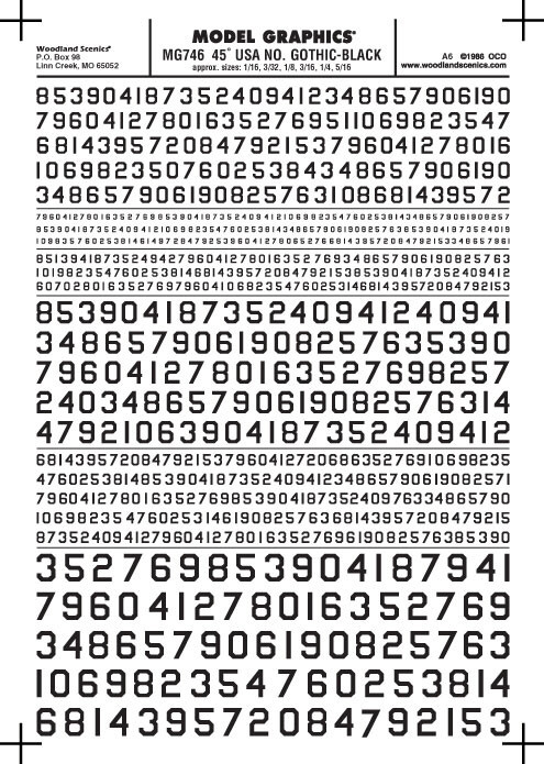 Woodland Scenics - Numbers 45deg Usa Gothic Blk - 746
