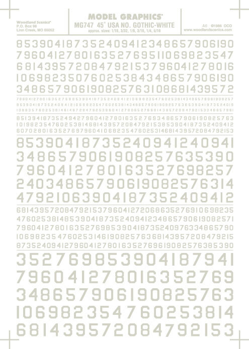 Woodland Scenics - Numbers 45deg Usa Gothic Wht - 747