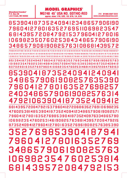 Woodland Scenics - Numbers 45deg Usa Gothic Red - 748