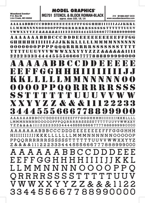 Woodland Scenics - Stencil & Block Roman Decal Bl - 751