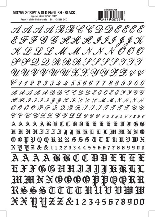 Woodland Scenics - Script & Old English Decal Blk - 755