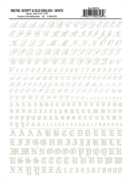 Woodland Scenics - Script & Old English Decal Wht - 756