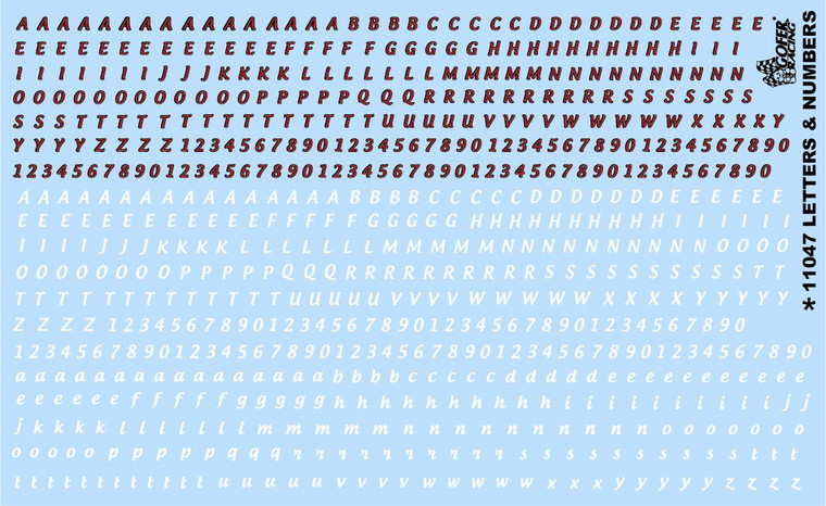 Gofer Racing Model Decals - Letters & Numbers 3/8' tall Decal - 11047