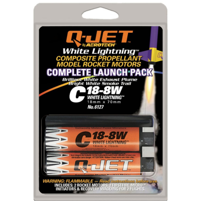 Quest Model Rockets - C18-8W Q-Jet White Lightning 2pk - 6127