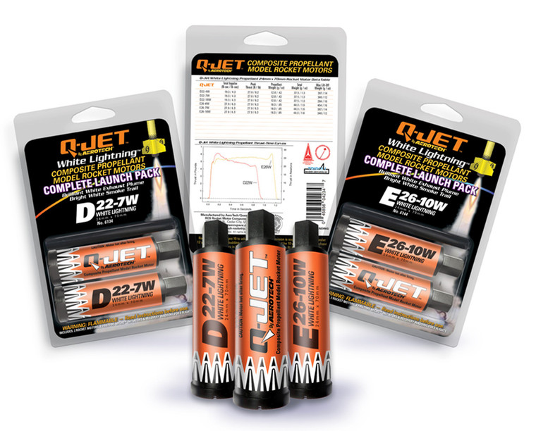 Quest Model Rockets - D22-4W 2pk White Lightning Rocket Motor - 6133