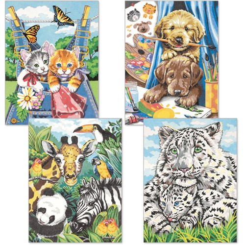Paintworks Paint by Number - Friendly Animals Pencil by Number 4 pk - 91337