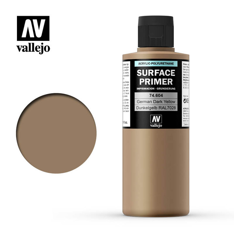 Vallejo Acrylic Paints - Surface Primer 200ml Ger. Dark Yell 1p - 74604