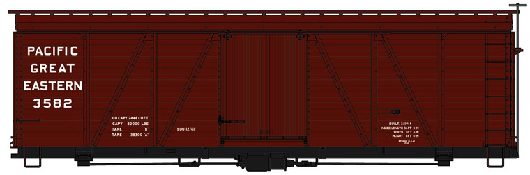 Accurail - Ho 36'Fowler Wood Boxcar PGE - 1160