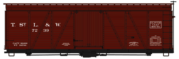 Accurail - Ho 36'Fowler Wood Bxcar TStL&W - 1166
