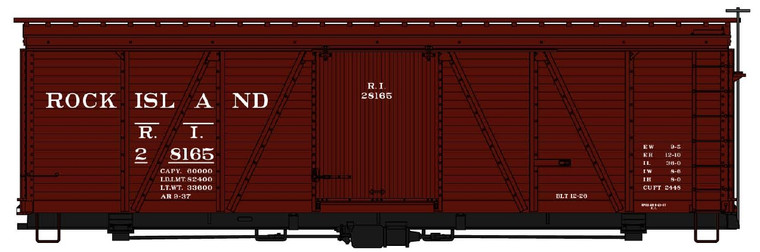 Accurail - Ho 36'Fowler Wood Boxcar Rock Island - 1176