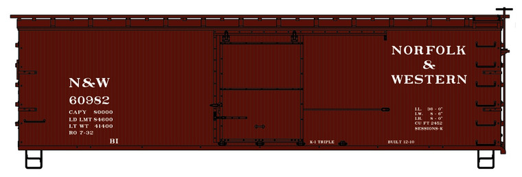 Accurail - Ho 36'Ds Wood Boxcar N&W - 1406