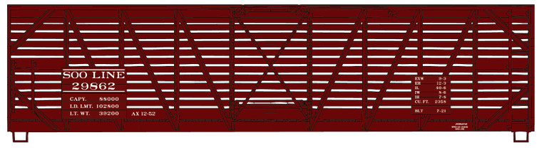 Accurail - Ho 40'Wood Stock Car SOO - 4740