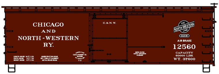 Accurail - Ho 36'DS Wood Boxcar C&NW 12560 - 12322
