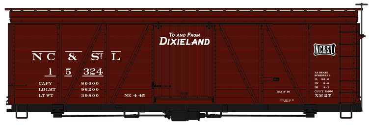 Accurail - Ho 36'Fowler Wood Boxcar NC&StL - 1182