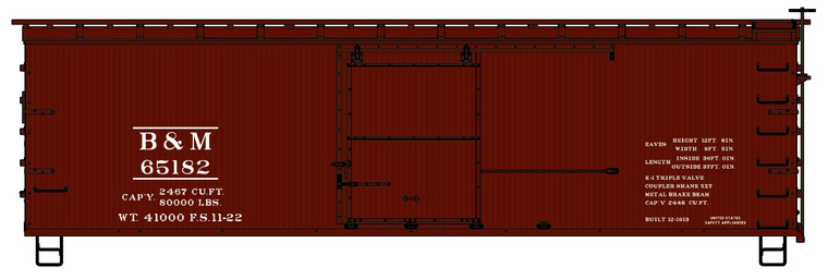 Accurail - Ho 36'Dbl Sht Wood Boxcar B&M - 1809