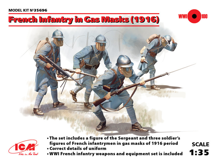 ICM Models - French Infantry in Gas Masks 4 1:35 - 35696