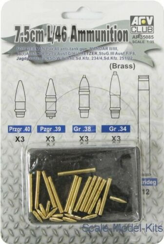 AFV Club - German 7.5cm Kwk L/46 Ammo :35 - AF35085