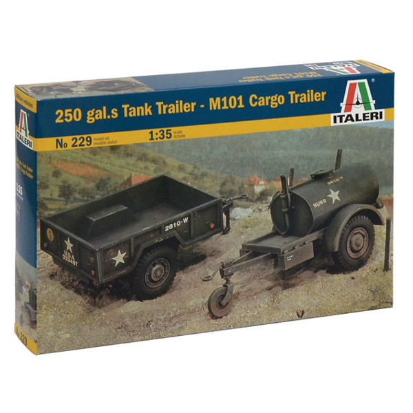 Italeri Model Kits - 250gal TANK TRAILER & M109 :35 - 229