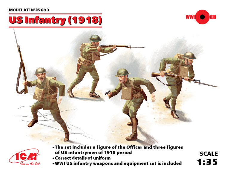 ICM Models - US Infantry 1918 4 Figures 1:35 - 35693