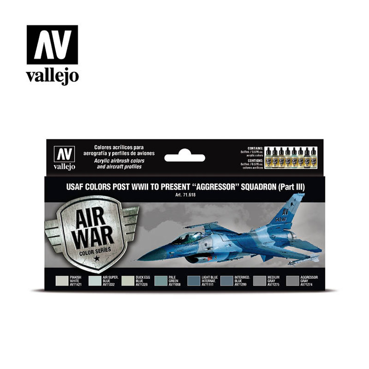 Vallejo Acrylic Paints - USAF Post WWII to Present Agressor Set#3 - 71618