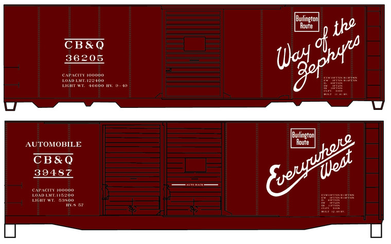 Accurail - Ho 40'Steel Boxcar Cb&Q 2#Set - 1223